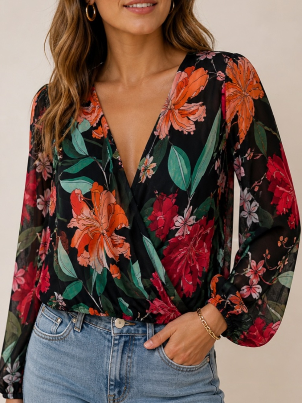Boston Proper Vibrant Floral Blouse
